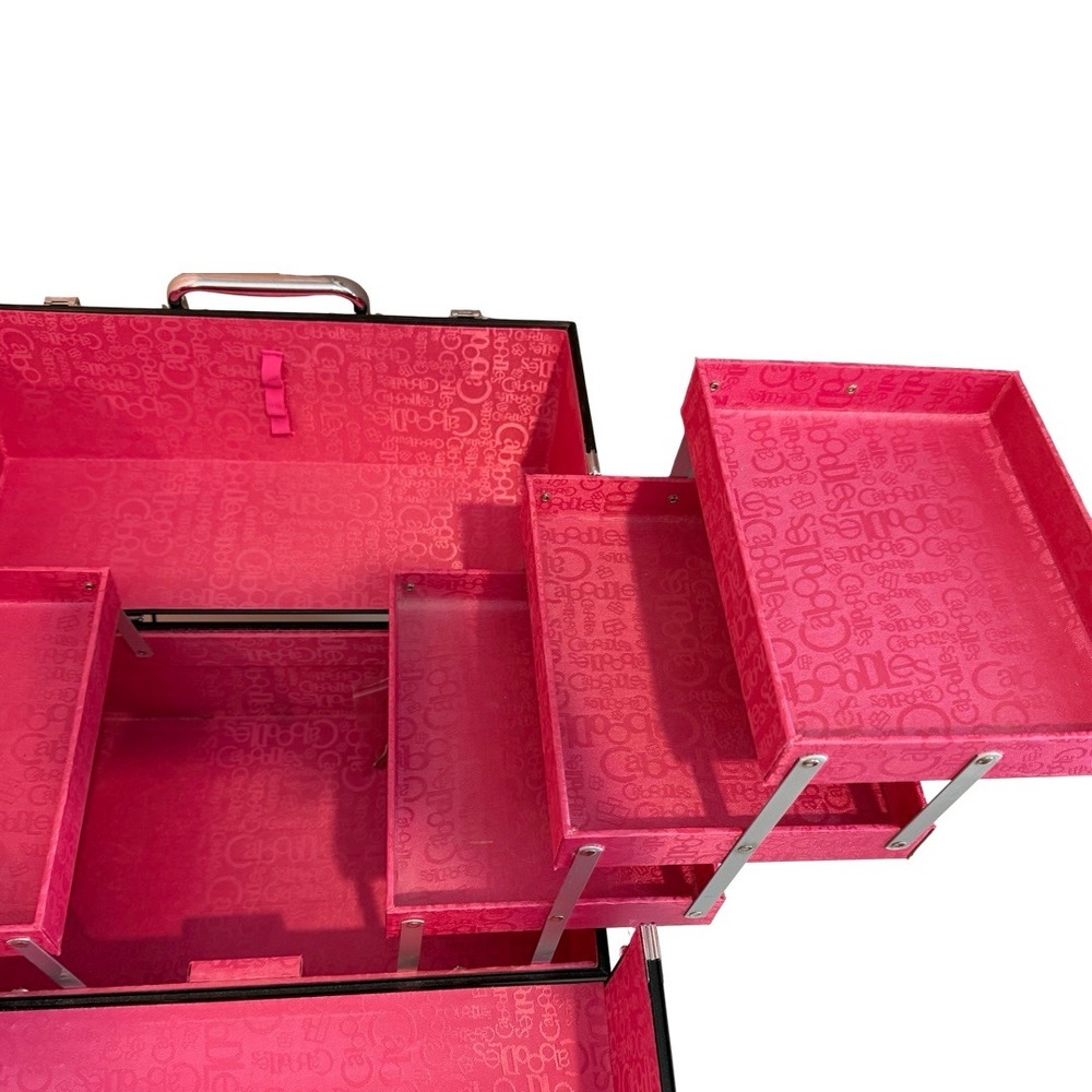 Caboodles Professional Makeup Train Case Black Pink 6 Cantilever Trays with Key - Picture 5 of 7